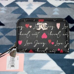 Juicy Couture Black Wallet with Pink Hearts